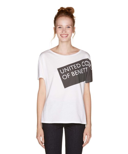 BENETTON (women)(ベネトン（レディース）)/モダールロゴ半袖Tシャツ・カットソー/ホワイト