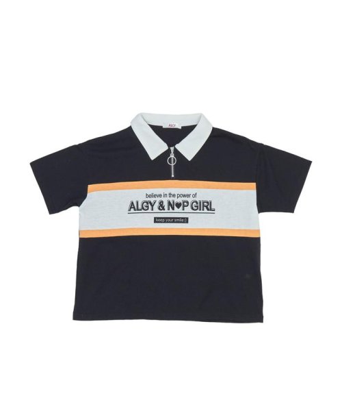 ALGY(アルジー)/ニコプチコラボリングジップ衿付きTシャツ/ブラック