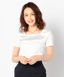 NOLLEY’S sophi(ノーリーズソフィー)/サテン切替Tシャツ/ホワイト