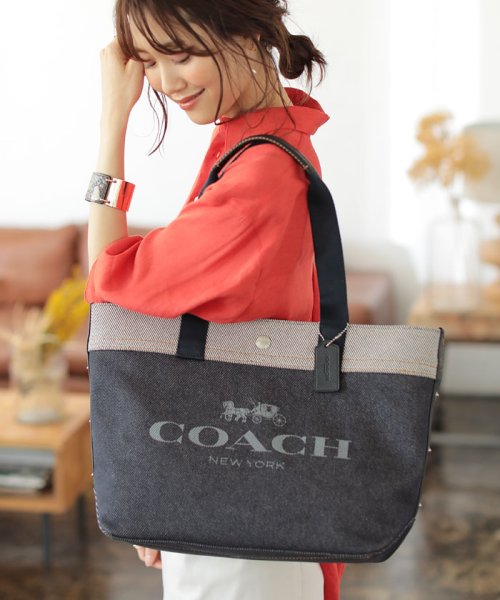 COACH(コーチ)/★コーチ ウォッシュデニムキャンバス トートバッグ/ブルー