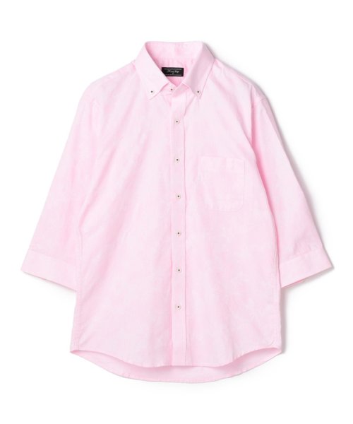 Men's Bigi(メンズビギ)/ボタニカルジャガードシャツ 7 分袖/リネン混/ピンク