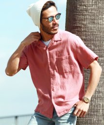 JIGGYS SHOP(ジギーズショップ)/オープンカラーシャツ / 開襟シャツ 長袖 半袖 シャツ 綿麻シャツ メンズ オープンカラー サテン リネン/ピンク系1