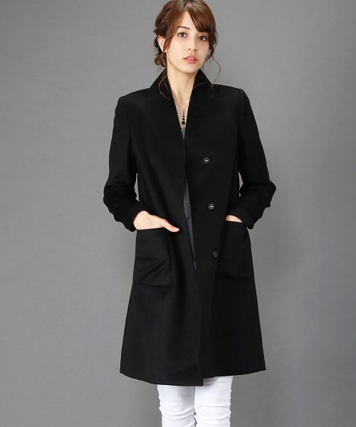 高級品✨️ カシミア100％ ステンカラーコート 黒 ロングコート Lサイズ-