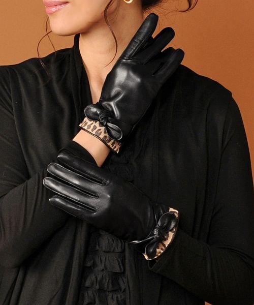 手袋 レディース レザー 裏起毛 リボン サンキョウショウカイ Sankyoshokai Magaseek