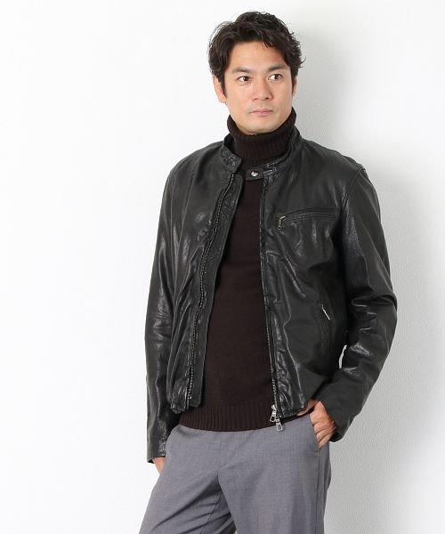 メンズ ラム レザー ライダースジャケット ダブルファスナー サンキョウショウカイ Sankyoshokai Magaseek