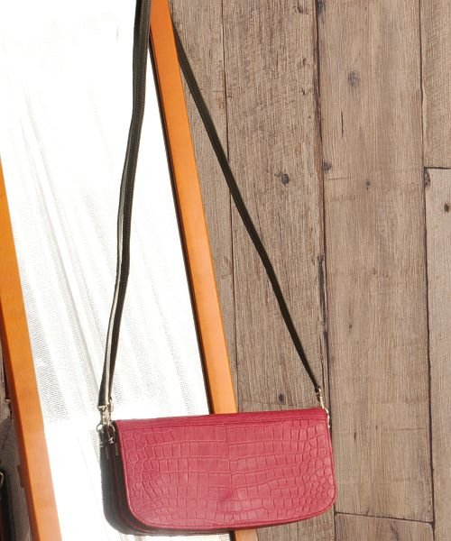 [HALEINE] 本革クロコダイルレザー お財布ショルダー パーティーバッグ 