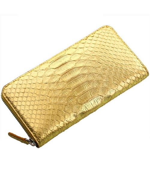 本革パイソンレザー ラウンドファスナー 長財布 メンズ レディース 