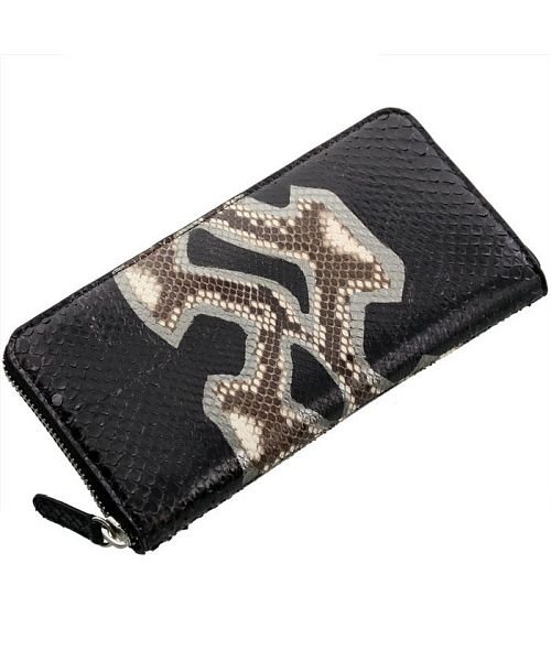 本革パイソンレザー ラウンドファスナー 長財布 メンズ レディース 