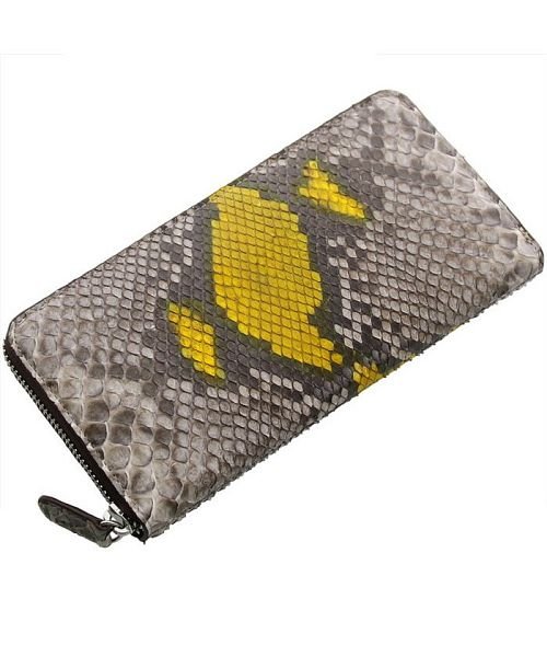 本革パイソンレザー ラウンドファスナー 長財布 メンズ レディース 