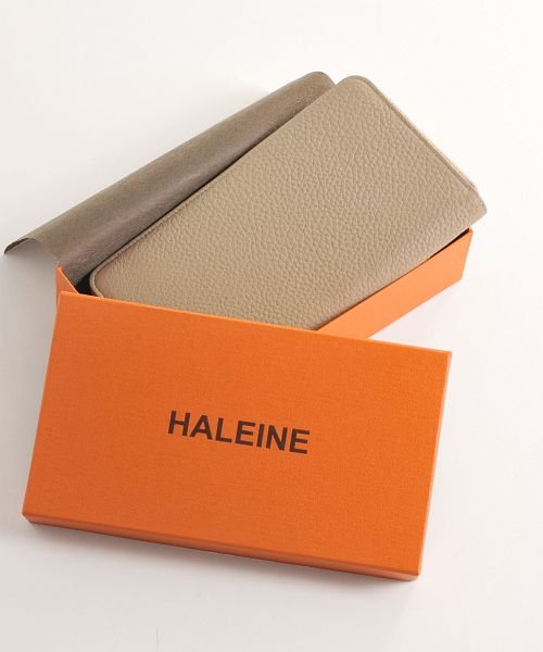 HALEINE(アレンヌ)/[HALEINE] ナチュラルシュリンクレザー 牛革 ラウンドファスナー長財布/グレージュ