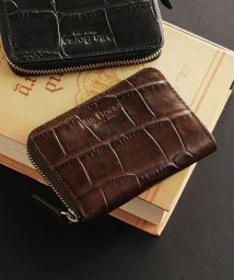 Mia Borsa(ミアボルサ)/[Mia Borsa] クロコダイル型押し レザー カード＆コインケース パスケース メンズ/ダークブラウン