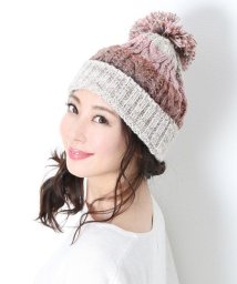 sankyoshokai(サンキョウショウカイ)/ニット帽 イタリア糸 ポンポン付き/ピンク