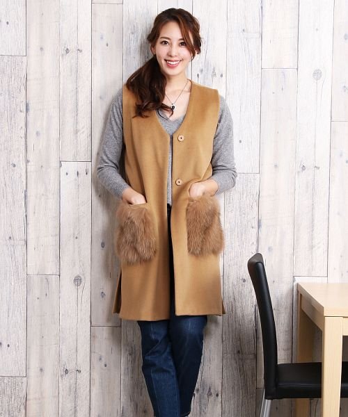 ウールロング ベスト レディース ノーカラー ファー付き サンキョウショウカイ Sankyoshokai Magaseek ウールロング ベスト レディース ノーカラー ファー付き サンキョウショウカイ Sankyoshokai Magaseek