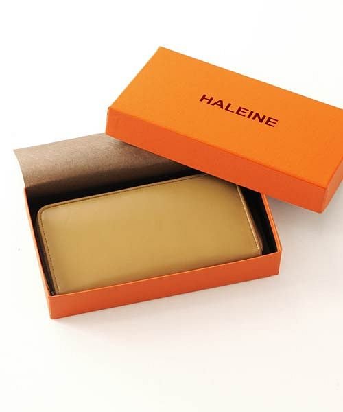 HALEINE(アレンヌ)/[HALEINE] 日本製 牛革レザー 長財布 ラウンドファスナー レディース メンズ/ベージュ