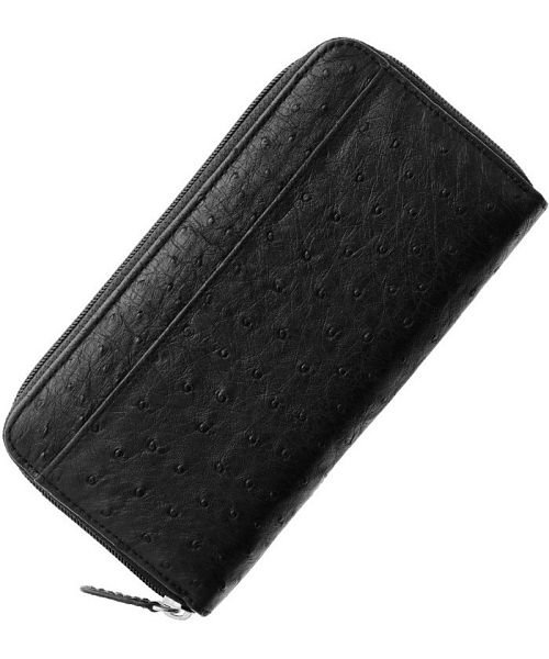 オーストリッチ レザー ラウンドファスナー 長財布 レディース メンズ サンキョウショウカイ Sankyoshokai Magaseek