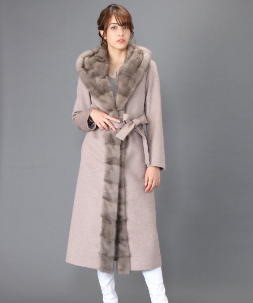 [Filomo] ミンクファー ロングコート レディース フード付き 
