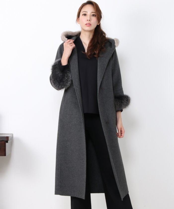 セール Filomo ロングコート レディース カシミヤ混 フード付き