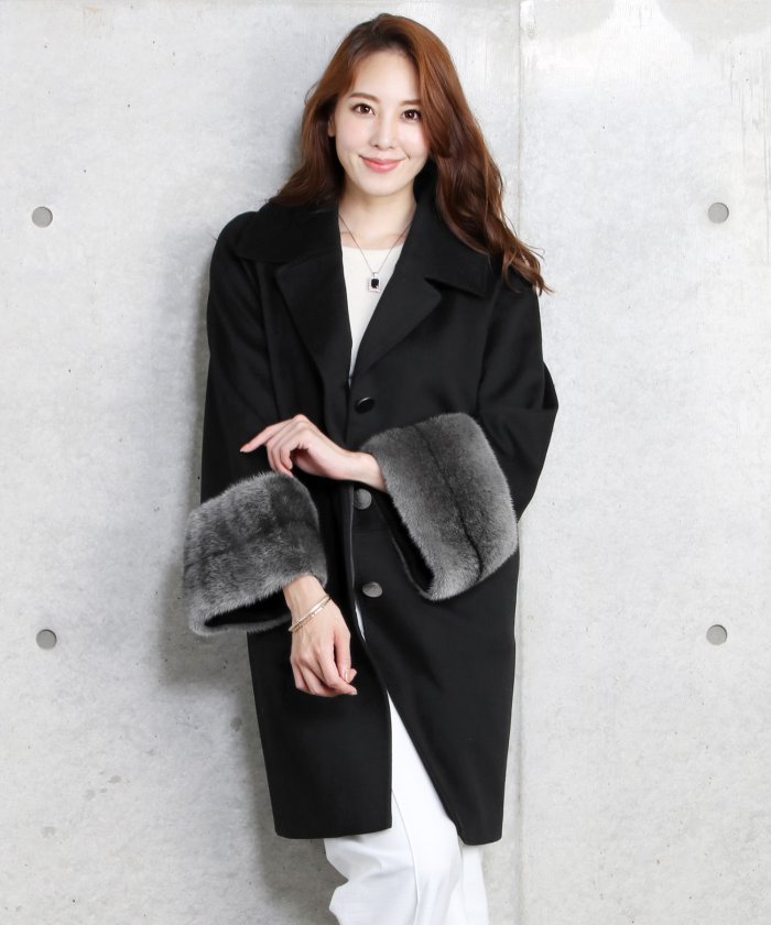 Filomo Loro Piana生地 カシミヤブレンド ウールコート ミンクファー付き 501989462 フィローモ Filomo Magaseek