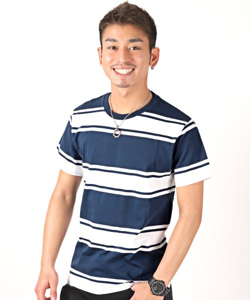 セール ラグスタイル Luxstyle 先染めランダムボーダー半袖tシャツ Tシャツ メンズ 半袖 ボーダー 半袖tシャツ 先染め ランダム Magaseek