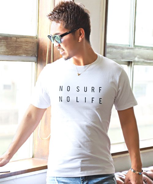 LUXSTYLE(ラグスタイル)/NO SURF NO LIFEロゴプリント半袖Tシャツ/ホワイト