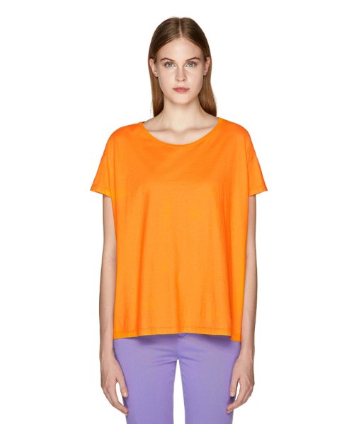 BENETTON (women)(ベネトン（レディース）)/コットンラウンドネック半袖Tシャツ・カットソー/オレンジ