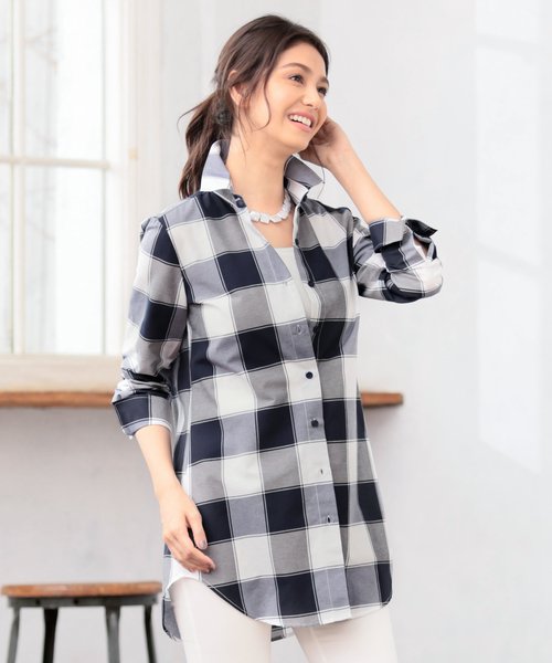 イタリアンチェック長袖ロングシャツ レディースファッション 阪急百貨店公式通販 Hankyu Fashion イタリアンチェック長袖ロングシャツ レディースファッション 阪急百貨店公式通販 Hankyu Fashion