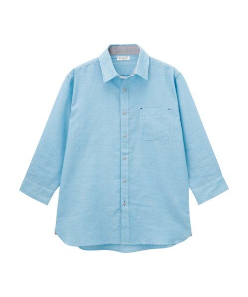 MAC HOUSE(men)(マックハウス（メンズ）)/Free Nature Linen リネン混七分袖シャツ 391107MH/サックス