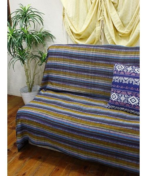 チャイハネ カラフルボーダーベッドカバー シングルサイズ 502006560