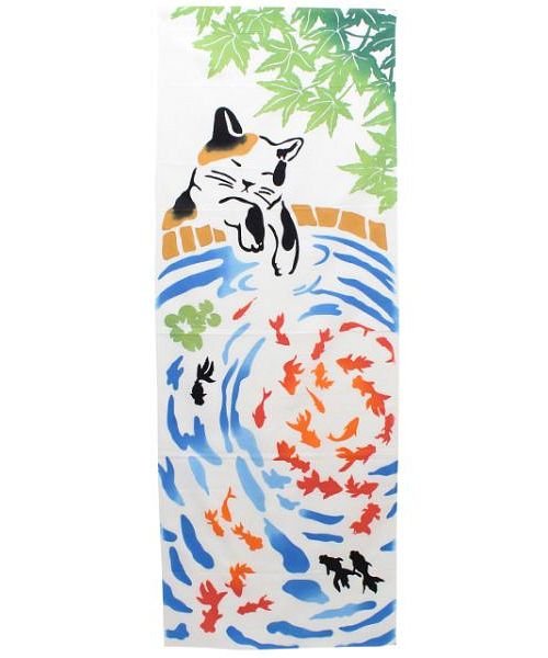 セール カヤ 三毛猫と金魚手ぬぐい カヤ Kaya Magaseek