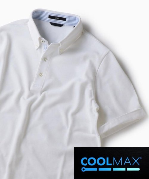 SHIPS MEN(シップス　メン)/SC: COOLMAX(R) コットン/リネン カノコ ボタンダウン ポロシャツ/ホワイト