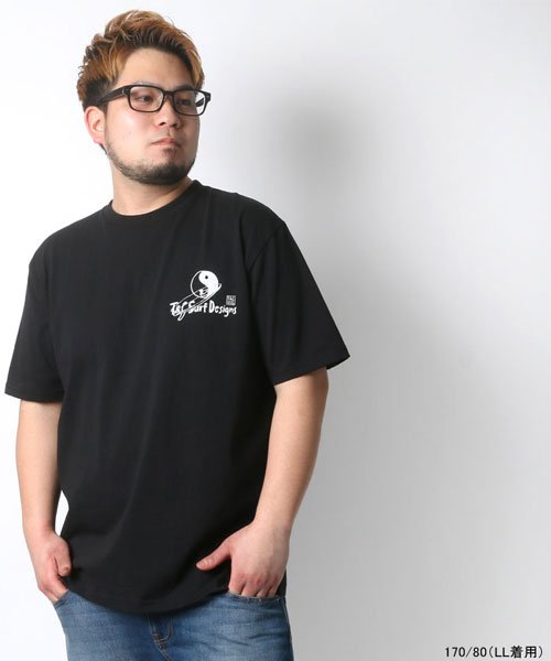 MARUKAWA(大きいサイズのマルカワ)/【T&C】タウンアンドカントリー 大きいサイズ 半袖 プリント Tシャツ T&Cサーフデザイン/ブラック