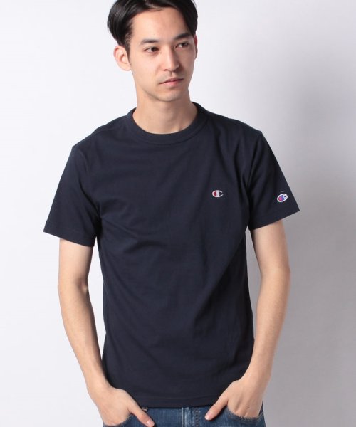 JEANS MATE(ジーンズメイト)/【CHAMPION】ワンポイントTシャツ/ネイビー