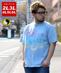 MARUKAWA(大きいサイズのマルカワ)/【T&C】 大きいサイズ 半袖 プリント Tシャツ T&Cサーフデザイン/サックス