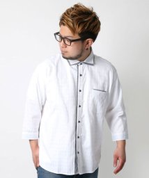 MARUKAWA(大きいサイズのマルカワ)/大きいサイズ 7分袖 シャツ 2枚衿/ホワイト