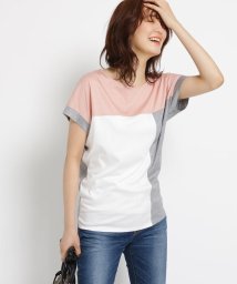 INDIVI(インディヴィ)/[S]【マシンウォッシュ/UV/接触冷感】シルケットスムース　ブロッキングＴシャツ/ベビーピンク（571）