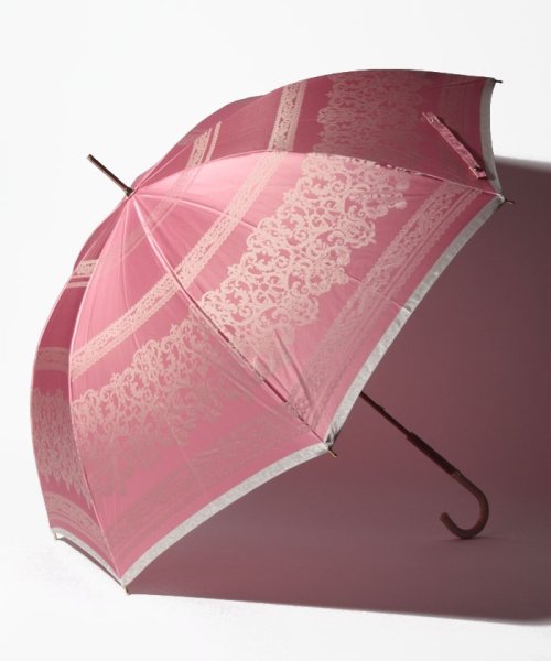 LANVIN Collection(umbrella)(ランバンコレクション（傘）)/LANVIN COLLECTION 婦人 長傘 先染 ジャガード レース柄/ローズピンク