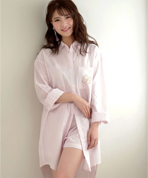 ストライプ ワンピース パジャマ 上下セット ルームウェア レディース セット 綿 コットン かわいい 可愛い ルームウエア ナイトウェア 前開き おしゃれ シ エメフィール Aimerfeel Magaseek