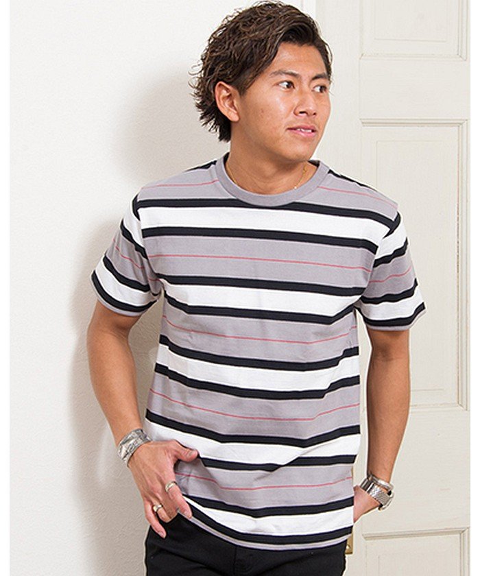 セール Cavaria キャバリア ボーダー柄クルーネック半袖tシャツ 502027782 キャバリア Cavaria Magaseek