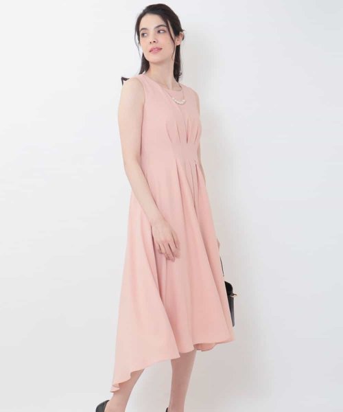 OFUON(オフオン)/ネックレス付きタックデザインドレス/ピンク