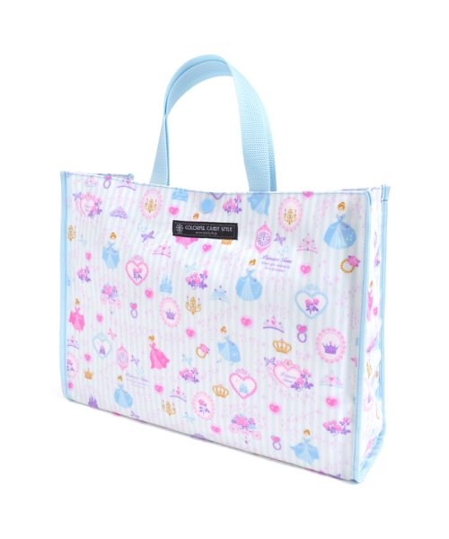 通園 通学 プールバッグ ラミネートバッグ スクエアタイプ プリンセスドレスで彩るパウダールーム ストライプ カラフルキャンディスタイル Colorful Candy Style Magaseek