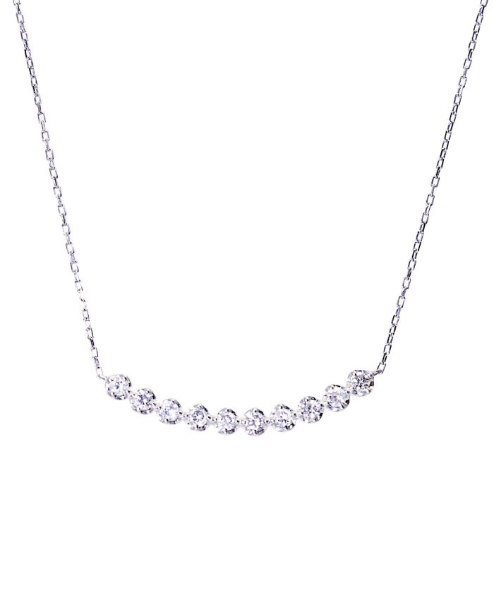 セール】PT 天然ダイヤモンド 計0.3ct ライン プラチナネックレス