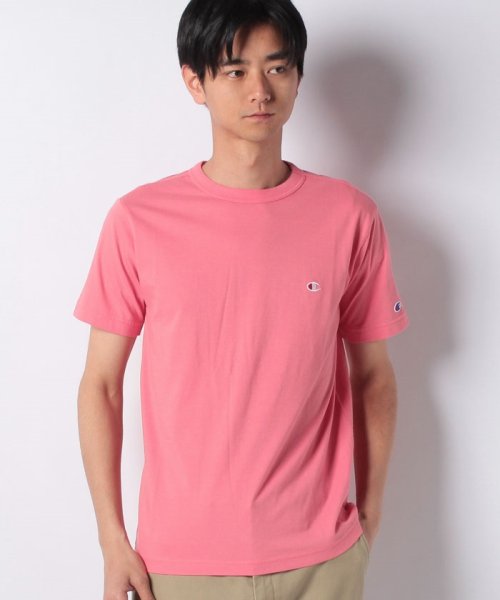 JEANS MATE(ジーンズメイト)/【CHAMPION】ワンポイントTシャツ/ピンク