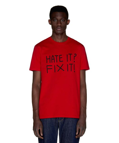 BENETTON (mens)(ベネトン（メンズ）)/FABRICAデザイン半袖Tシャツ・カットソー2/レッド