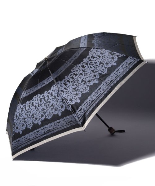 LANVIN Collection(umbrella)(ランバンコレクション（傘）)/LANVIN COLLECTION 婦人折りたたみ傘 ジャガード レース柄/ネイビーブルー