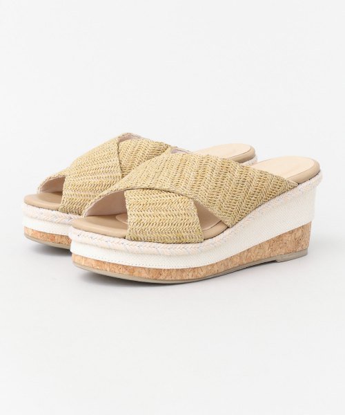 セール 素材コンビクロスウェッジサンダル 502251044 センスオブ