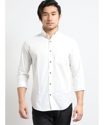 TAKA-Q(タカキュー)/リップストップ衿ワイヤー7分袖シャツ/ホワイト