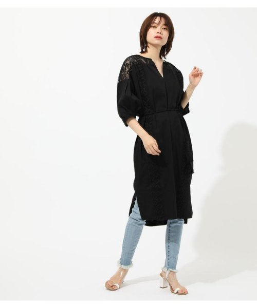 AZUL by moussy(アズールバイマウジー)/LACE CAFTAN ONEPIECE/BLK