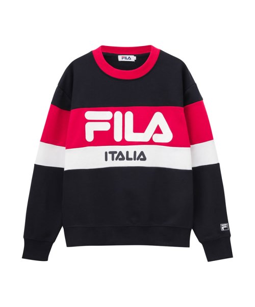 MAC HOUSE(women)(マックハウス（レディース）)/FILA フィラ バイカラー切替トレーナー FL1651/ネイビー