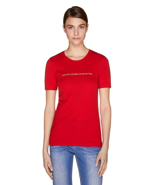 BENETTON (women)(ベネトン（レディース）)/ロゴクルーネック半袖Tシャツ・カットソー/レッド