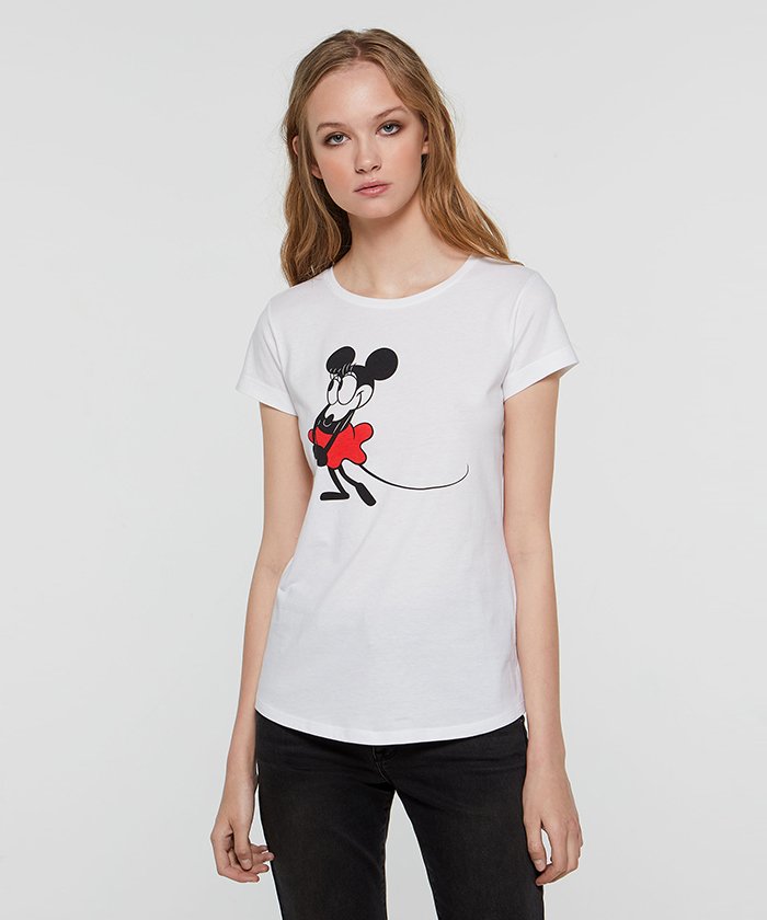 セール Disney ディズニー コラボ レトロミッキー ミニーマウス半袖tシャツ シスレー レディス Sisley Magaseek